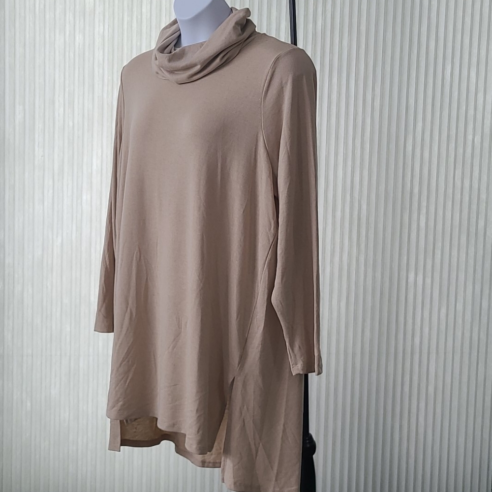Lisa Rinna Taupe Cowl Neck Tunic